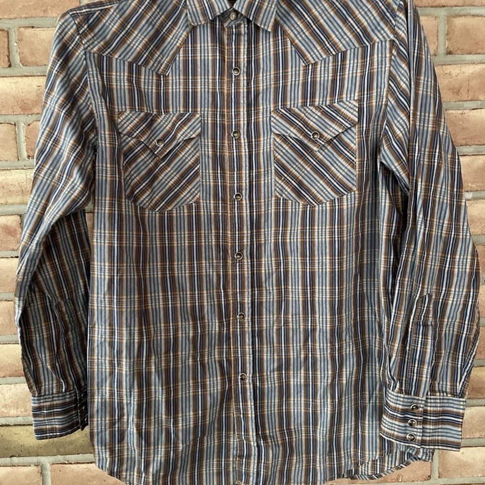 Pendleton FRONTIER Men's Plaid Button-Down Shirt in Blue and Brown